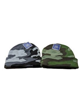 NEW 𝅺Winter Essentials camo beanie hats One Size Lot Of 2